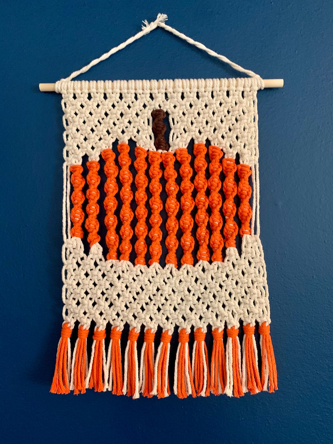 Autumn Fall Orange Pumpkin Macrame Wall Hanging - Etsy