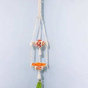 Custom Handmade Double Hanging Macrame Fruit Basket