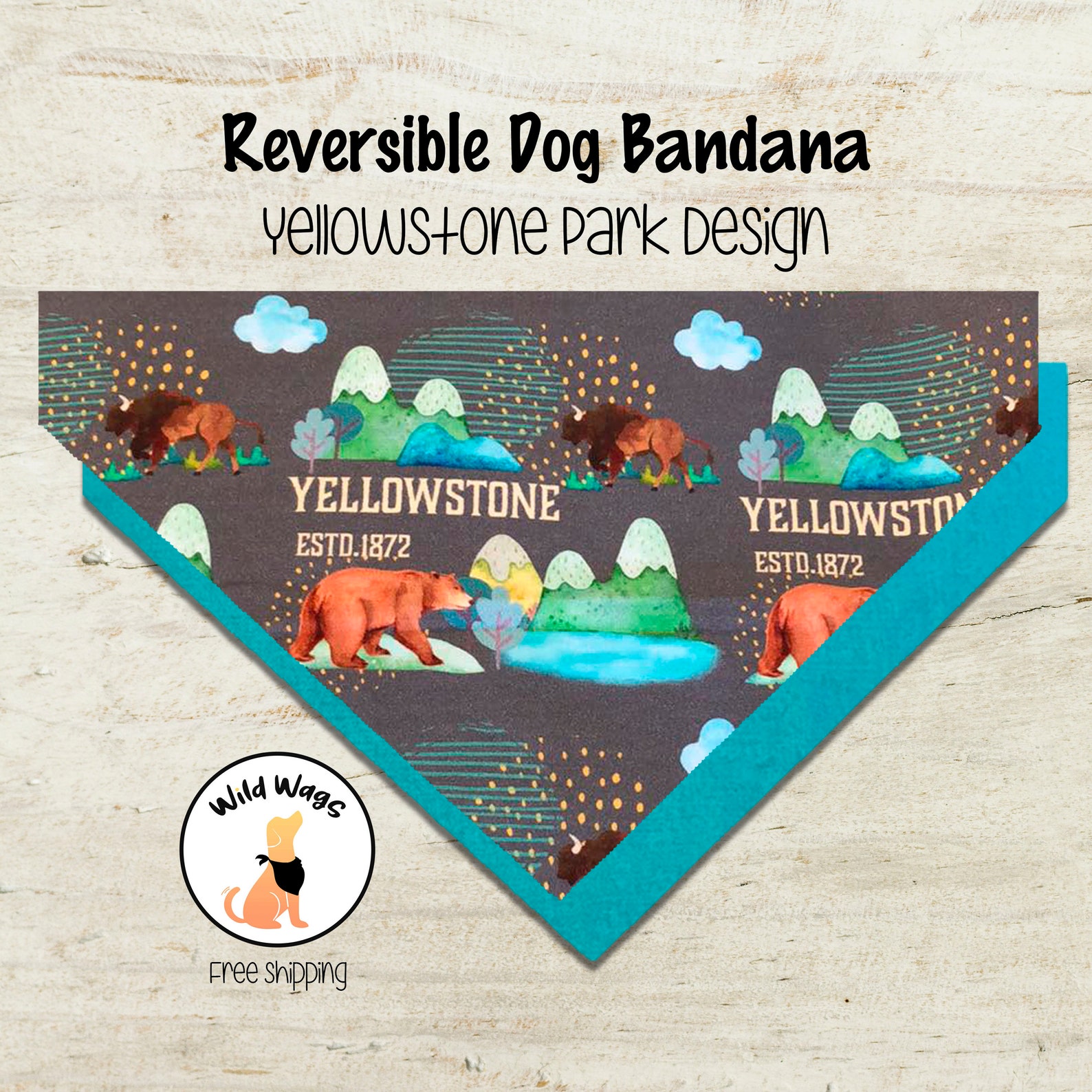 Yellowstone Park Dog Bandana Reversible Dog Bandana National Etsy