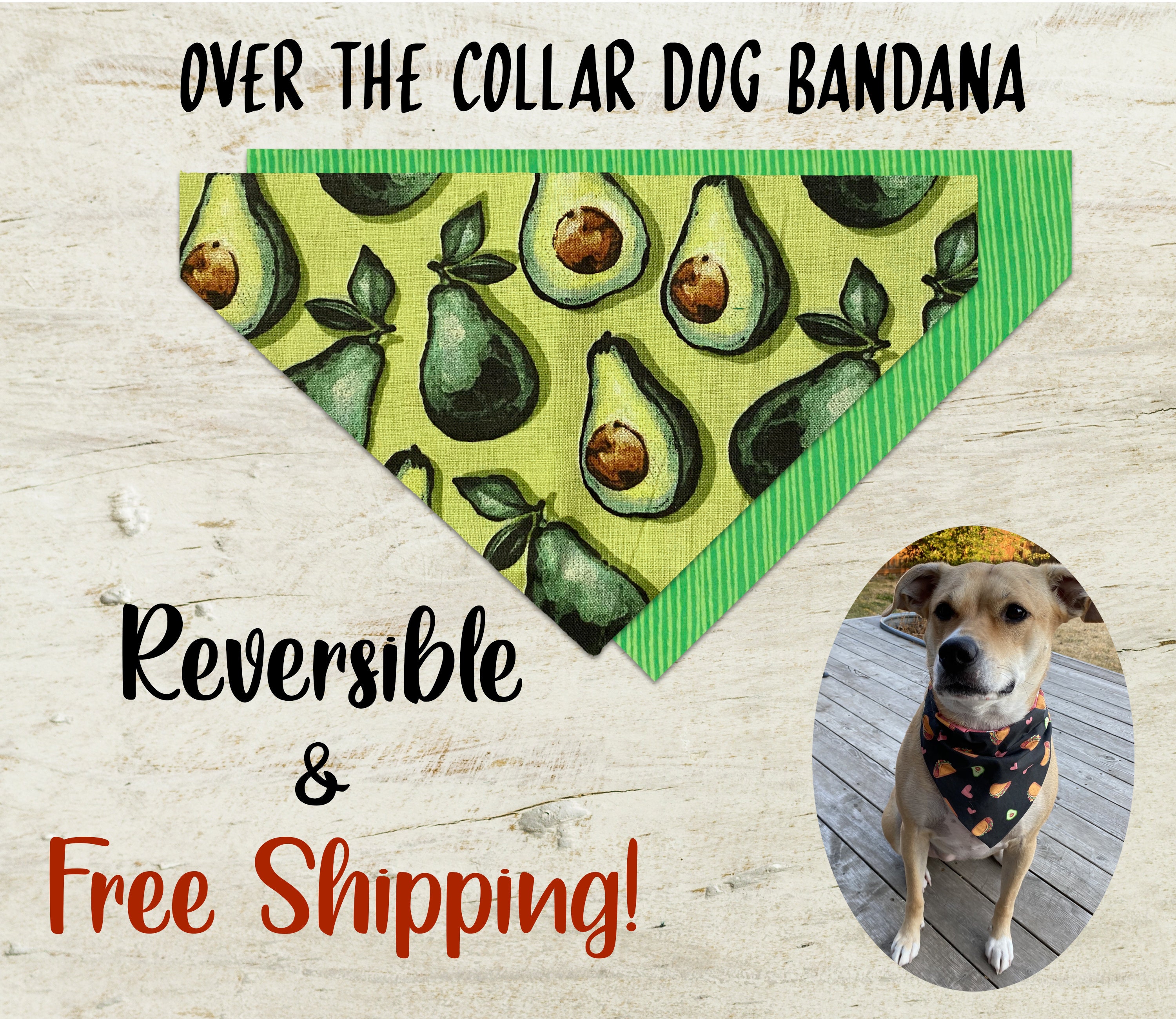 Reversible Avocado Hund Bandana Avocado Stoff Etsy