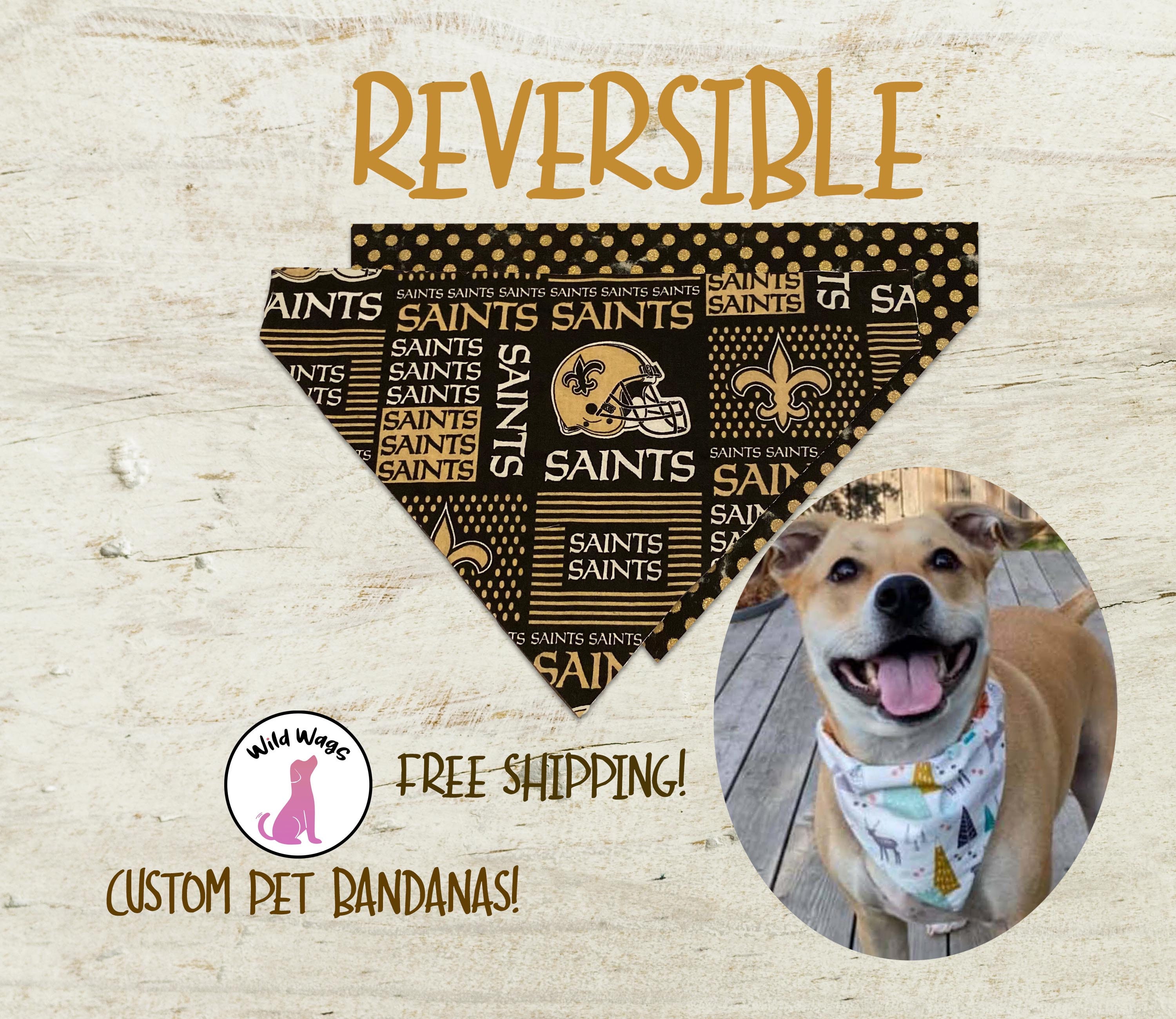 New Orleans Saints Reversible Dog Bandana Football Bandana Etsy