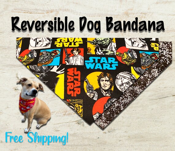 Star Wars Reversible Dog Bandana, Star Wars Fabric, Custom Dog Bandana, Over the Collar, Personalized Bandana, Dog Collar, Pop Culture