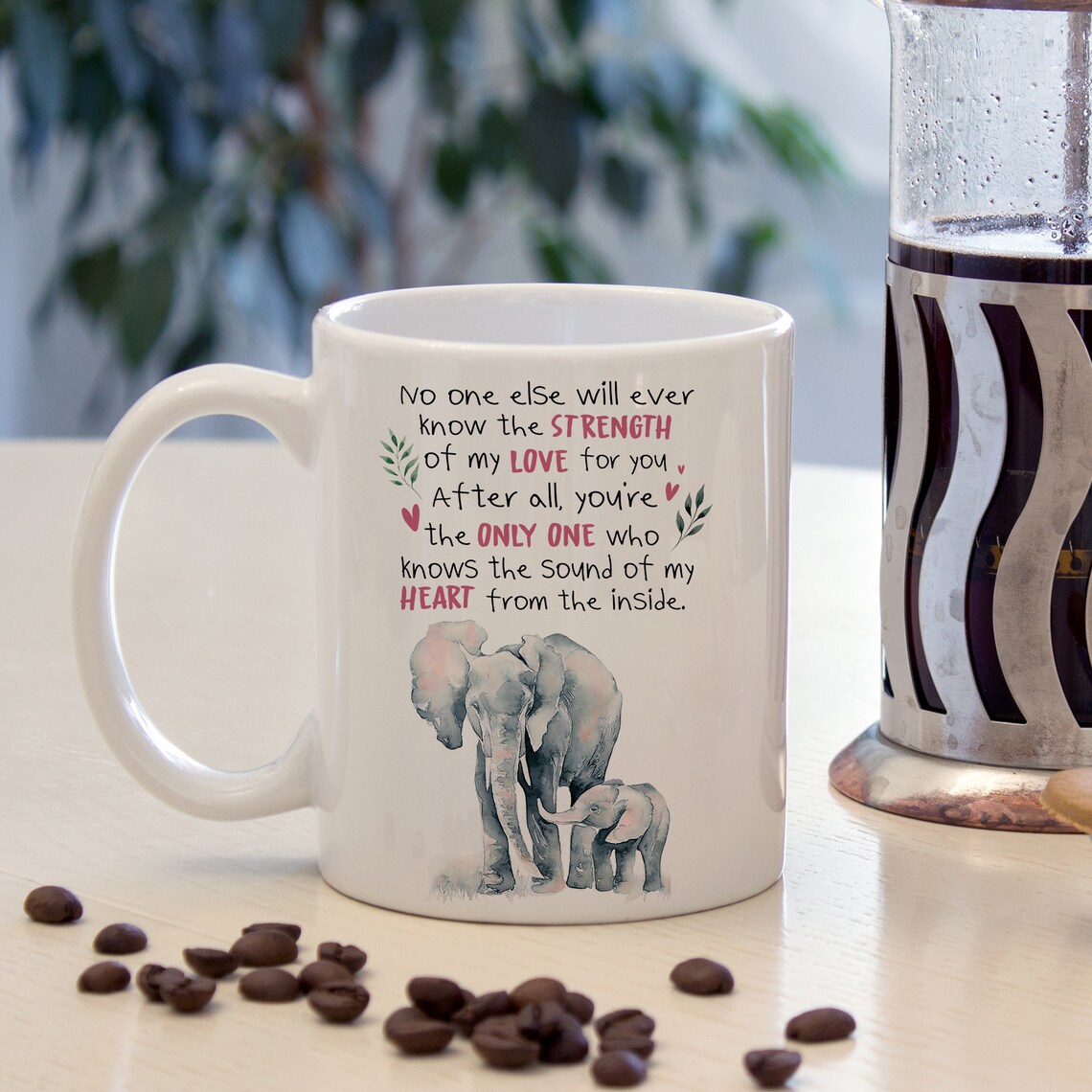 Personalized Elephant And Baby Elephant Mug Custom Elephant Etsy