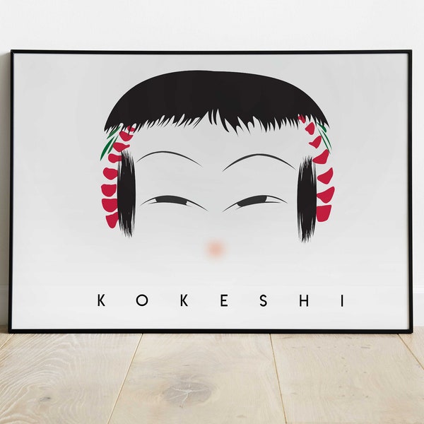 Poster Kokeshi Japanese Traditional Talisman Pink