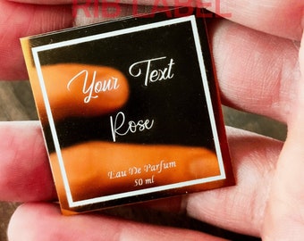 Custom Metal Perfume Label with Back Adhesive and White Lettering