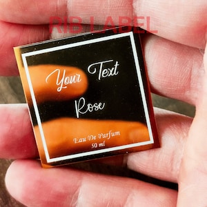 Custom Metal Perfume Label with Back Adhesive and White Lettering
