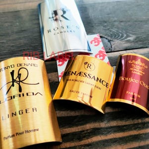 Curved Edged Metal Labels For Perfume/Cologne Bottles