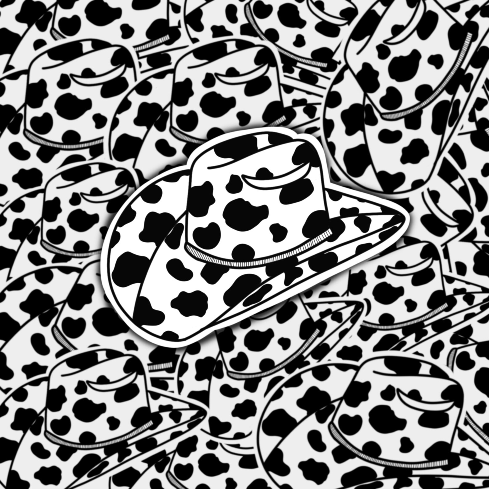 Cow Print Cowboy Hat Sticker Cow Print Western Stickers | Etsy