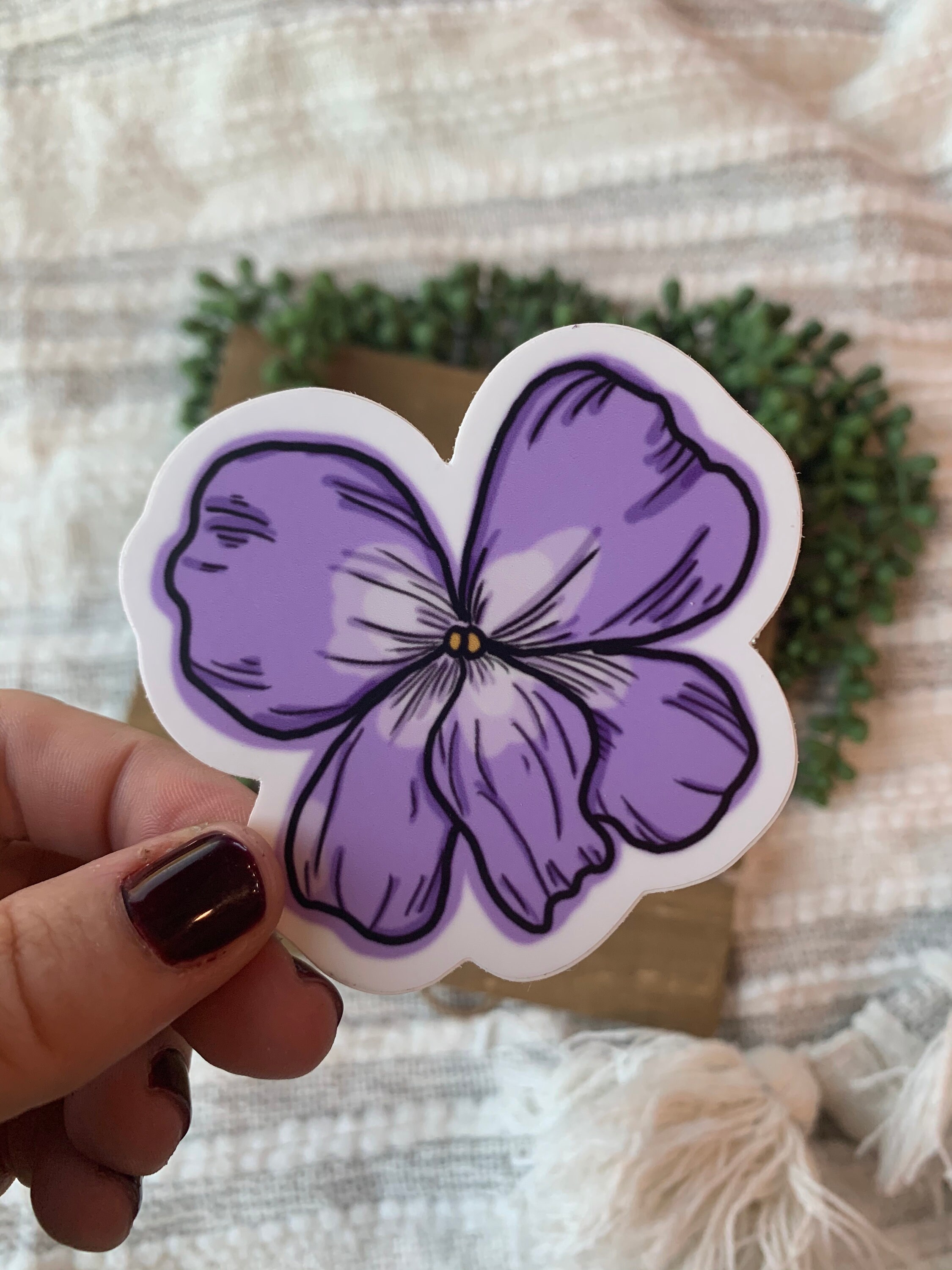 Violet Vinyl Sticker large purple flower sticker Etsy