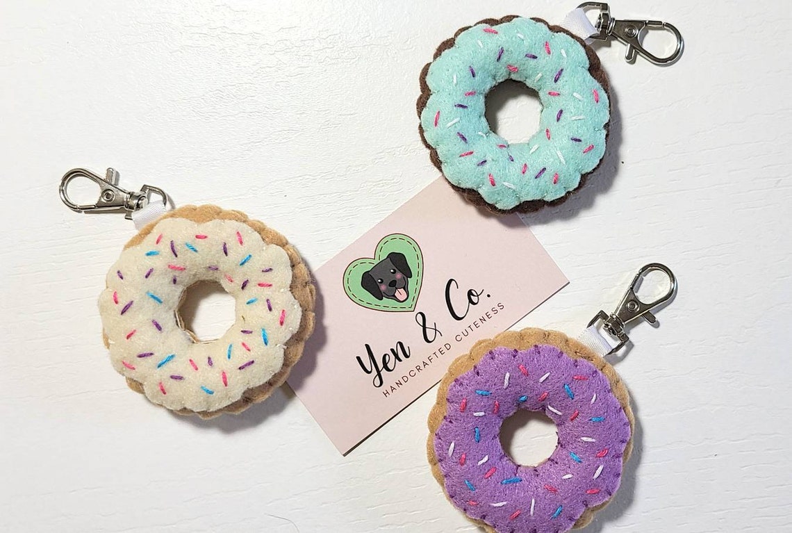 MINI DONUT KEYCHAIN felt plush keyring accessories food Etsy