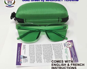OH-4001- Magickey Teknik Colorful sunglasses, UV protection, Chromo therapy Glasses for wellness 1 (Color Therapy, Green Solid)