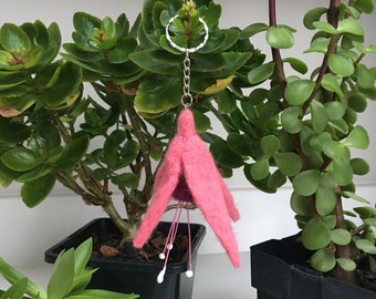 Fuchsia Inspired Handmade Needle Felt Keyrings