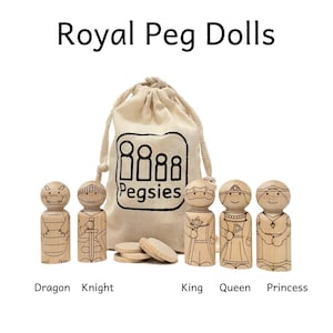 Royal Peg Doll Set - Wooden Characters - King / Queen / Princess ...