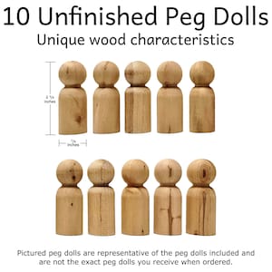10-Pack Peg Dolls with Unique Characteristics | Blank and Unfinished | 2-3/8 inches tall | 7/8 inches diameter | Discounted Craft Ready!