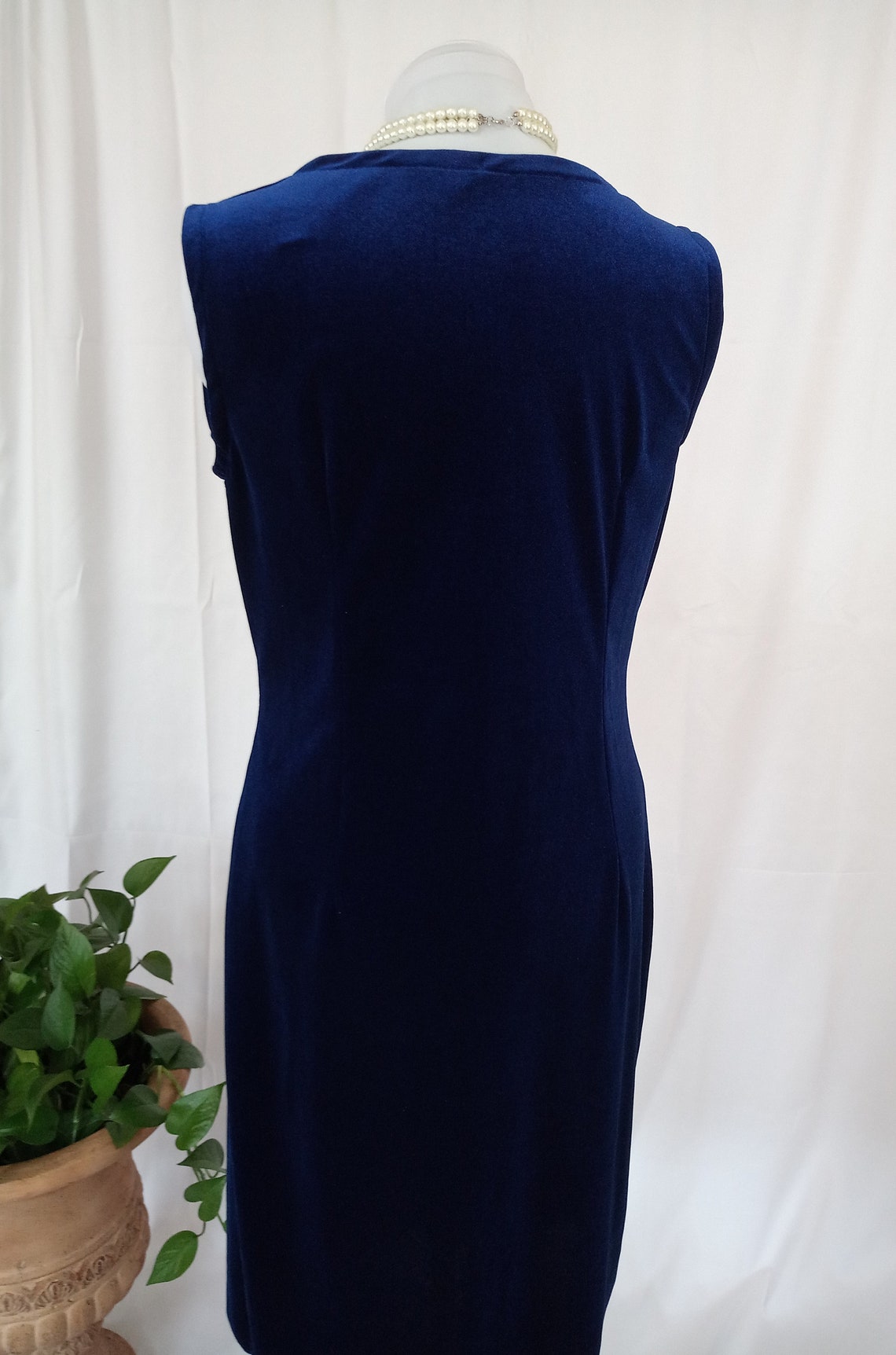Navy Blue Sleeveless Cowl Neck Velvet Dress - Etsy