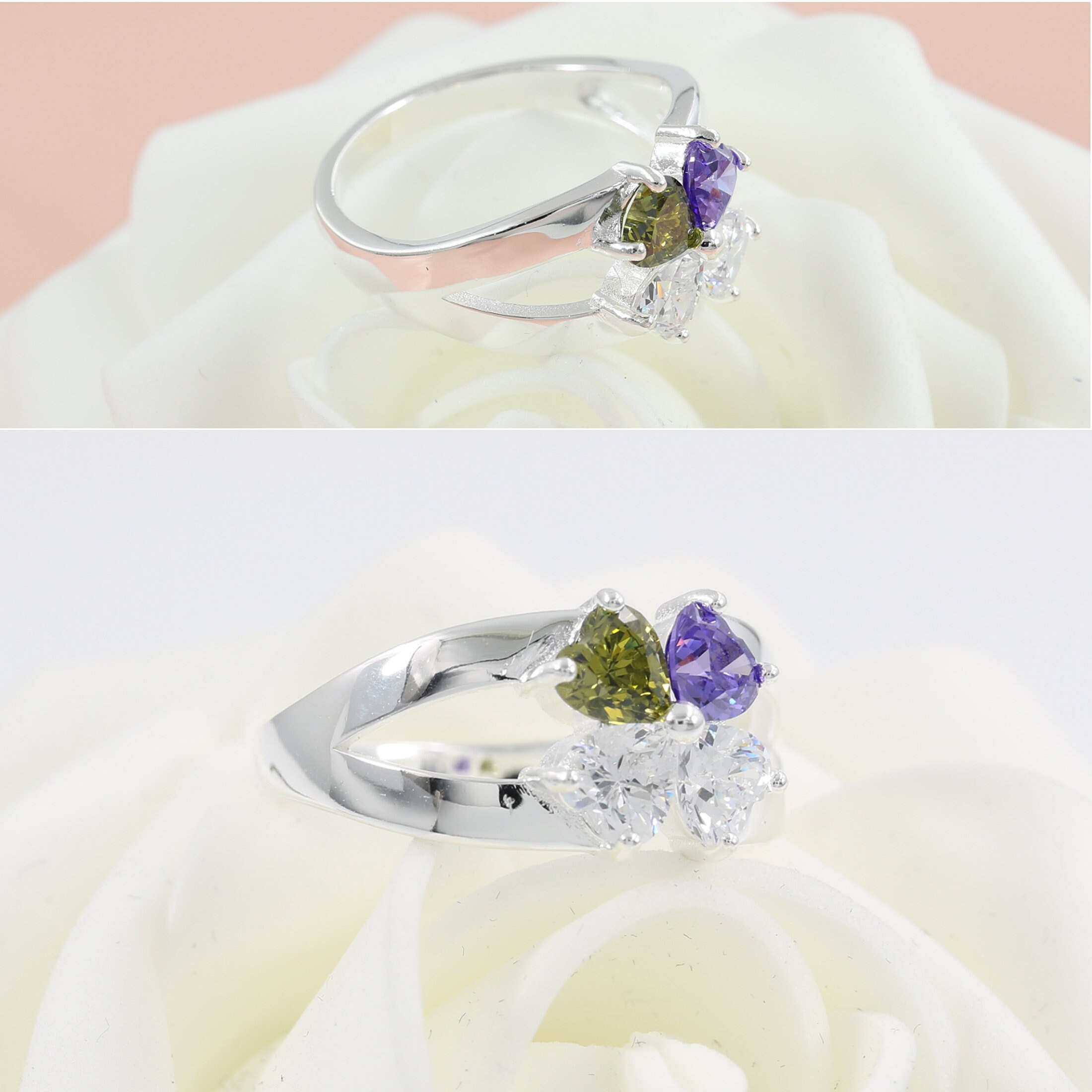 4 Birthstone Ring for Mom Birthstone Mothers Ring Sterling Etsy