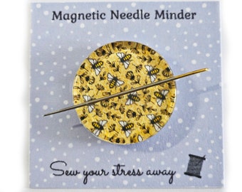 Bee Needle Minder Magnet, Needle Keeper, Embroidery, Cross Stitch, Sewing