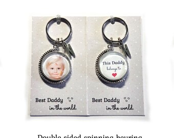 Daddy Gift Keyring Photo Keepsake Personalised Fathers Day Daddy Belongs Too