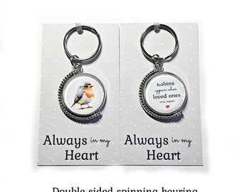 Robin Memorial Gift Keyring Robins Appear Bereavement Gift