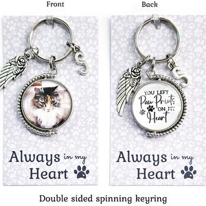 Cat Dog Photo Keyring, Cat Memorial Gift, Personalised Keepsake, Pet Loss