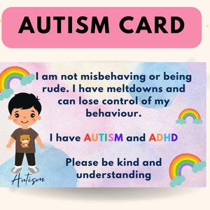 Carte d'alerte médicale pour personnes autistes et TDAH - Sensibilisation aux personnes autistes et au TDAH Informations d'urgence pour la sécurité et la sensibilisation aux personnes autistes et aux TDAH