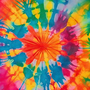 Colorful Blue Yellow Red Tie-Dye Summer Vibe - Tie Dye Water Color Background PNG - Tie Dye Digital Paper - DTG Printing Digital Download
