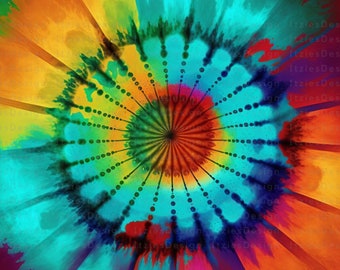 Tie Dye Watercolor Background: Colorful Circle PNG (Digital Download)