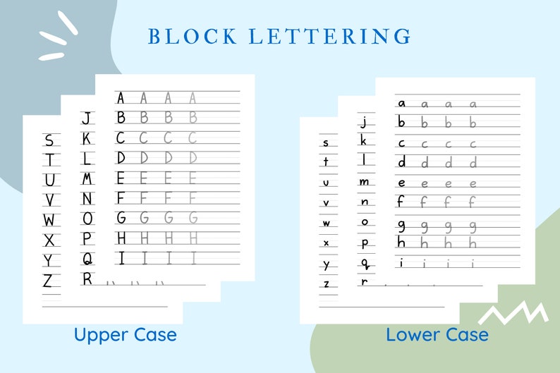 Handwriting Practice Worksheet Block Lettering Digital - Etsy