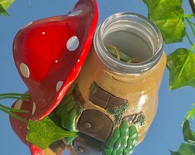 Handmade Clay Mushroom House Jar Jewelry Jar Stash Jar Etsy