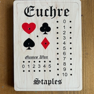 Euchre REDESIGN - tableau de bord avec cartes et piquets.