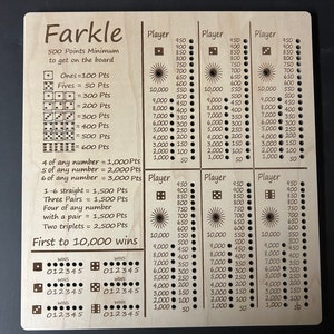 Juego de dados Farkle: tablero de madera, incluye dados y marcadores