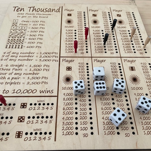 Farkle Score Board 10000 Ten Thousand Dice Game Wooden Etsy