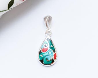 Georgian Cloisonne Enamel Silver Pendant: Minankari Artisan Jewelry