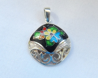 Georgische cloisonné geëmailleerde ketting, handgemaakte zilveren hanger
