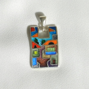 Cloisonne necklace, georgian enamel, sterling silver cloisonne enamel pendant, artisan jewelry, handmade cloisonne gift for woman