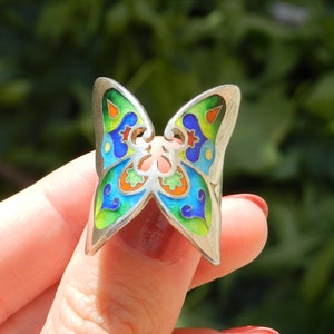 Cloisonne ring, georgian enamel, butterfly, sterling silver cloisonne enamel ring, artisan jewelry, handmade cloisonne gift for woman