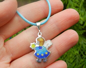 Georgische cloisonné-engelketting, handgemaakte emaille sieraden