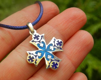 Georgian cloisonne enamel cross unisex cross minankari enamel jewelry cloisonne orthodox cross for baptism, christening day minimalist cross