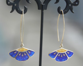 Cloisonne earrings, georgian enamel, sterling silver cloisonne enamel earrings, artisan jewelry, handmade cloisonne gift for woman