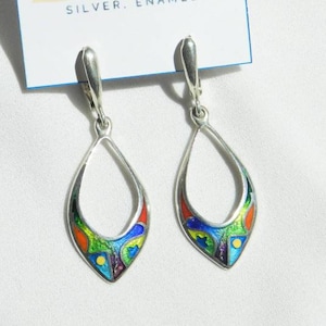 Cloisonne earrings, georgian enamel, sterling silver cloisonne enamel earrings, artisan jewelry, handmade cloisonne gift for woman