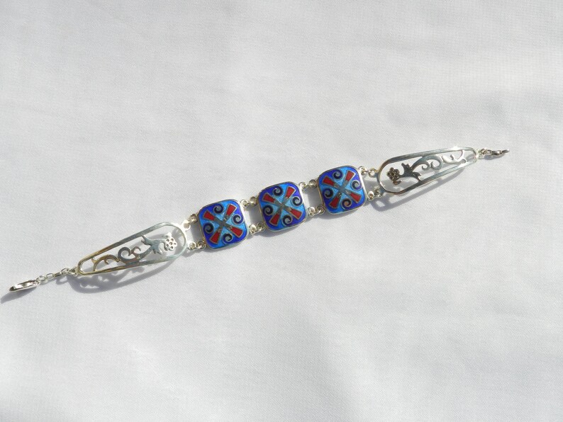 Cloisonne Enamel Bracelet Sterling Silver Bracelet Etsy