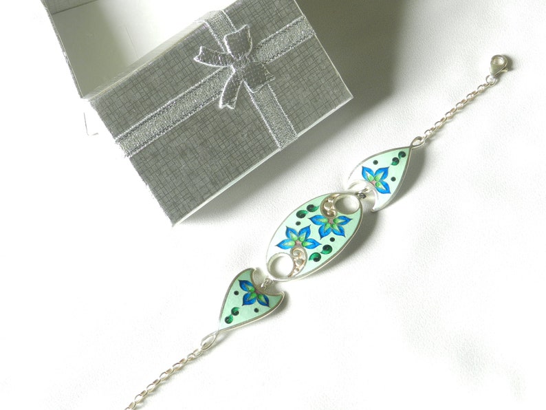 gift for woman handmade cloisonne bracelet artisan jewelry georgian enamel sterling silver bracelet cloisonne bracelet
