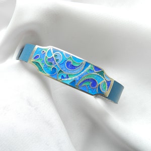 Pulsera de plata con esmalte cloisonné georgiano, joyería azul hecha a mano imagen 4