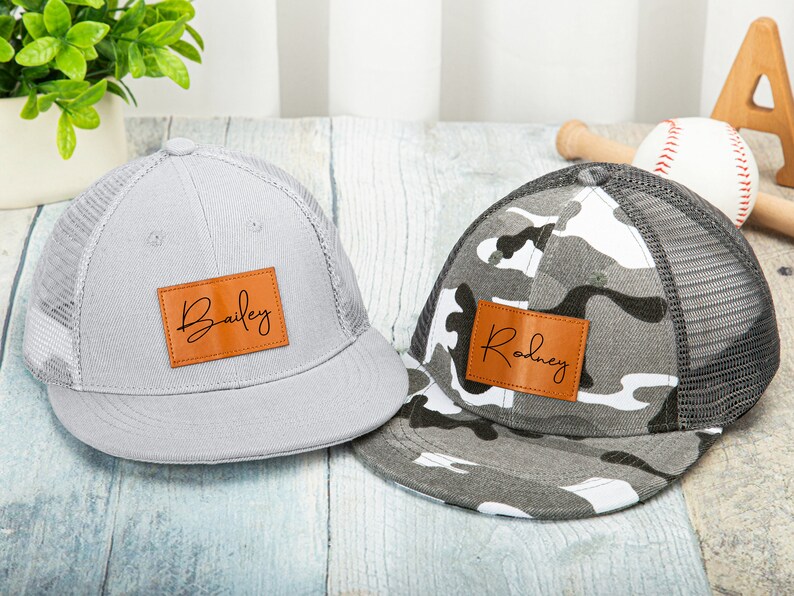Personalized Toddler Hat Leather Patch Hat Custom Etsy