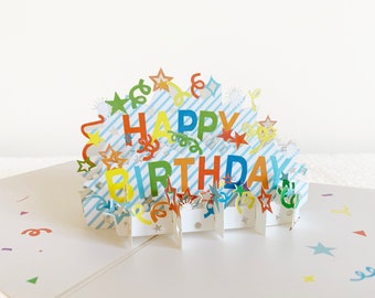 3D Colourful Birthday Card with Celebration, Pop Up Happy Birthday Card.