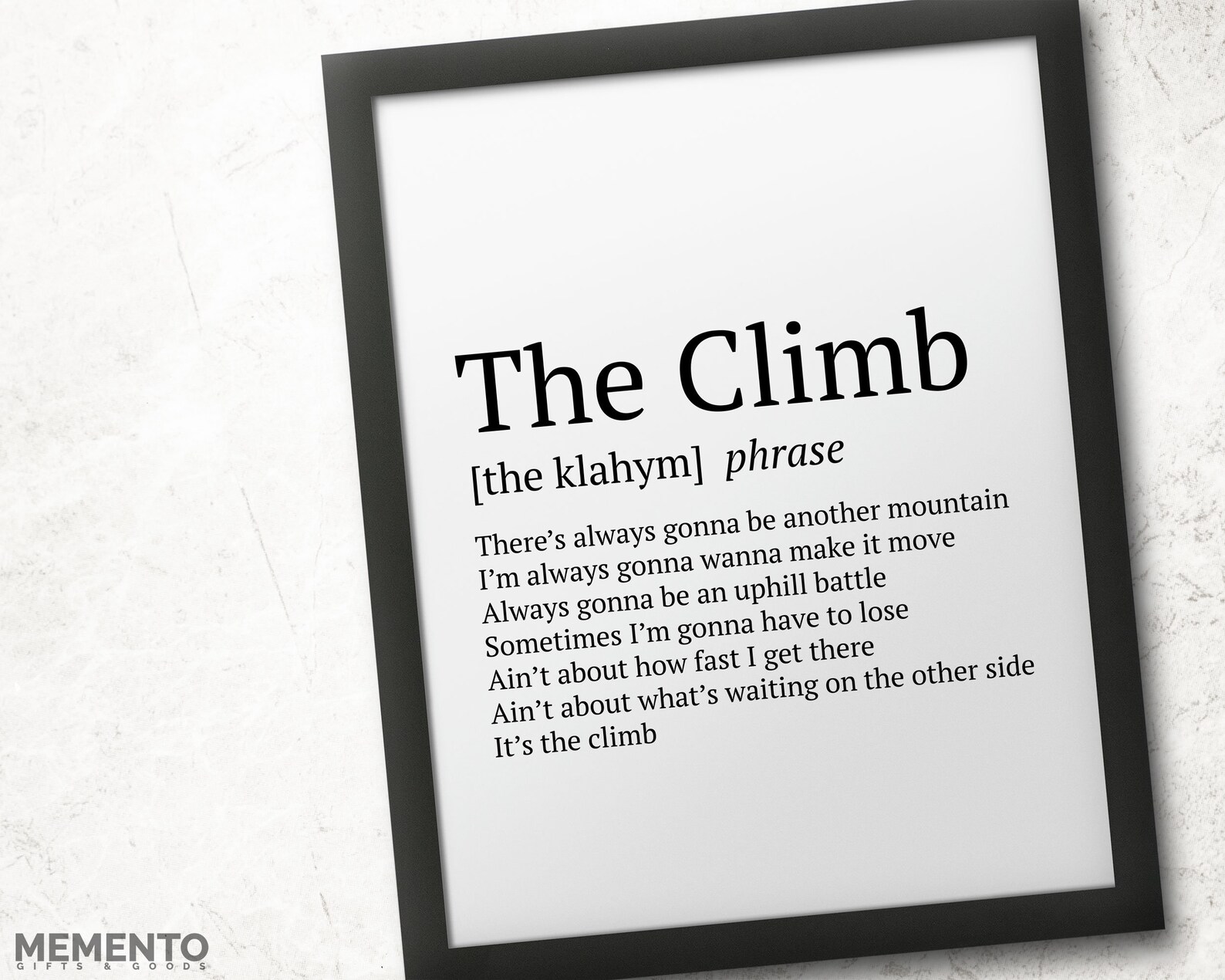 The Climb Dictionary Definition Lyrics Poster Print Etsy