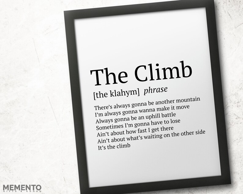The Climb Dictionary Definition Lyrics Poster Print Etsy