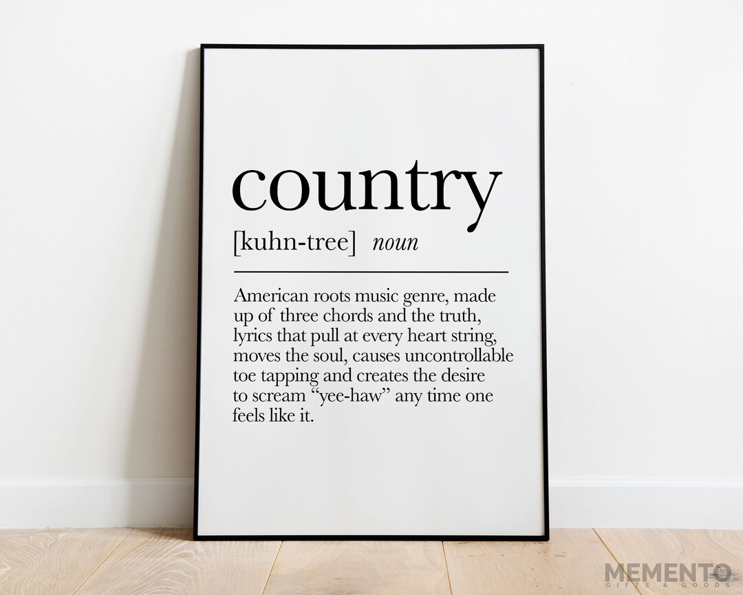 Country Definition Print, Music Wall Decor, Country Decor, Bluegrass
