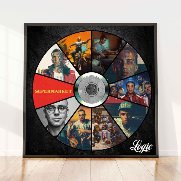 Logic Discography CD Album Collage Mashup Poster, Hip Hop Fans Gift,  Rap Decor