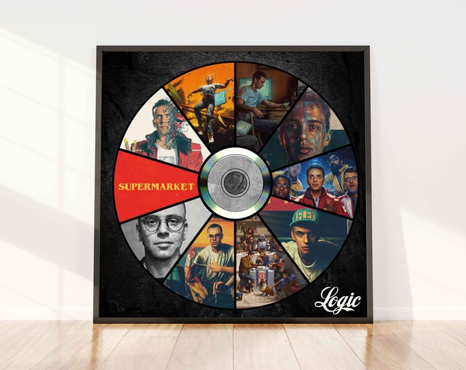 Logic Discography CD Album Collage Mashup Poster, Hip Hop Fans Gift,  Rap Decor